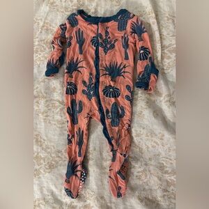 Kickee Pants Desert Cactus Kids Footie - Peach and Teal